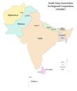 Member states of the South Asian Association for Regional Cooperation SAARC, vector map