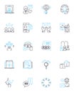 Member support linear icons set. Assistance, Support, Help, Advice, Guidance, Resources, Empathy line vector and concept