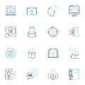 Member support linear icons set. Assistance, Support, Help, Advice, Guidance, Resources, Empathy line vector and concept
