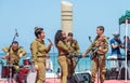 Members of the Army Music Group perform in the city of Haifa in honor of the 70th anniversary of the independence of the State of Royalty Free Stock Photo