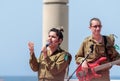 Members of the Army Music Group perform in the city of Haifa in honor of the 70th anniversary of the independence of the State of Royalty Free Stock Photo