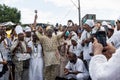 Members of the Candomble religion are seen during a religious ce