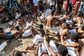 Members of the cultural manifestation Nego Fugido lying on the g