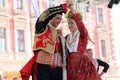 Members of folk group Dubrovacki primorski svatovi from Gornja Sela, Croatia, International Folklore Festival in Zagreb Royalty Free Stock Photo