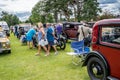 Vintage, veteran and classic cars on display at a public car show