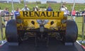 Members of the General Public looking at the front of a Formula 2 Racing Car sponsored by Renault and Elf.