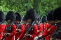 Members of the Household Division in central London, during rehearsals for Trooping the Colour