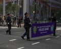 Members of the New York City Police Department band march in the 102nd Annual Veteran`s Day Parade along Fifth Avenue in NYC