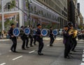 Members of the New York City Police Department band march in the 102nd Annual Veteran`s Day Parade along Fifth Avenue in NYC