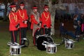 Members of the New Zealand Army Band, drum section