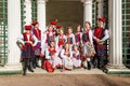 The members of the Polish folk dance GAIK making common photos for memory.