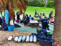 Scuba Diving Club Members Relaxing After Morning Dive, Australia