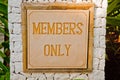 A members only sign at a resort Royalty Free Stock Photo