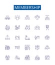 Membership line icons signs set. Design collection of Enrollment, Subscription, Admittance, Association, Access, Permit