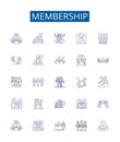 Membership line icons signs set. Design collection of Enrollment, Subscription, Admittance, Association, Access, Permit