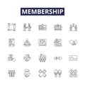 Membership line vector icons and signs. Subscription, Access, Join, Club, Enroll, Register, Affiliate, Reserve outline