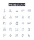 Membership line icons collection. Clubhouse, Fellowship, Alliance, Partnership, Association, Community, Coterie vector Royalty Free Stock Photo