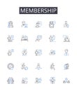 Membership line icons collection. Clubhouse, Fellowship, Alliance, Partnership, Association, Community, Coterie vector Royalty Free Stock Photo