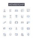 Membership line icons collection. Clubhouse, Fellowship, Alliance, Partnership, Association, Community, Coterie vector Royalty Free Stock Photo