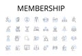 Membership line icons collection. Clubhouse, Fellowship, Alliance, Partnership, Association, Community, Coterie vector Royalty Free Stock Photo