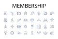 Membership line icons collection. Clubhouse, Fellowship, Alliance, Partnership, Association, Community, Coterie vector