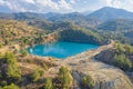 Memi mine lake, abandoned copper mine in Cyprus with the environment recovered and reforested Royalty Free Stock Photo