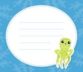 Memo card decorated with cute octopus. Notebook, diary, stationery, organizer page, sticker cartoon vector