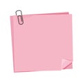 Memo note, paper for note with clip, postit. Planner notebook page. Idea list. Post note sticker. Quote frame, reminder. Royalty Free Stock Photo