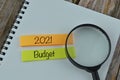 Memo note written with text 2021 BUDGET