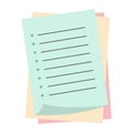 Memo notepad paper sheets. Cute lined notebook template for notes