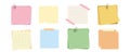 Memo notes, paper for note with clip, postit. Planner notebook page. Idea list. Post note sticker. Quote frame, reminder