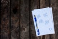 Memo paper on old wood table