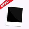 Memo polaroid photo on wall isolated Royalty Free Stock Photo
