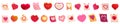 Memo valentine icons set cartoon . Paper shape sticky