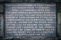 The memoir of Bishop Saint Finbarr engraved into stone at Gougane Barra, Cork