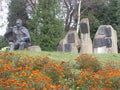 Memorable board of writers and Ivan Franko sculpture Ukraine