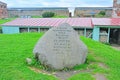 The memorable sign devoted to the Orekhovetsky peace treaty of 1323 in Fortress Oreshek near Shlisselburg, Russia Royalty Free Stock Photo