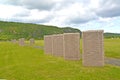 Memorable steles on a Russian-German memorial cemetery. Murmansk region Royalty Free Stock Photo