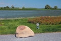 Memorable stone `Qol Ghali` on coast of Volga. Bulgar, Russia Royalty Free Stock Photo