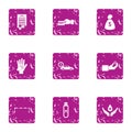 Memorandum icons set, grunge style