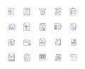 Memorandums line icons collection. Communication, Policy, Agreement, Record, Protocol, Memo, Direction vector and linear