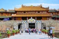 On the way to Imperial City Hue, people visiting the Forbidden City of Hue Royalty Free Stock Photo