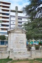 Memorial Battlefield Cross. The symbol of a fallen soldier in the Frog Park or Fallen Park