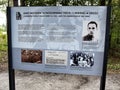 Memorial Board aboud uprising in Sobibor nazi extermination camp in 1943.