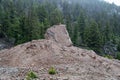 Memorial Boulder, at the Earthquake Lake Quake Lake Geological Area in Montana, west of Yellowstone National Park Royalty Free Stock Photo