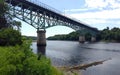 Memorial Bridge across the Kennebec River, Augusta, ME, USA Royalty Free Stock Photo