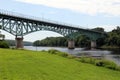 Memorial Bridge across the Kennebec River, built in 1949, Augusta, ME, USA Royalty Free Stock Photo