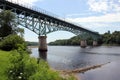 Memorial Bridge across the Kennebec River, built in 1949, Augusta, ME, USA Royalty Free Stock Photo