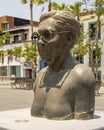 Memorial bronze bust of Professor Maria Amelia Wilkes Cesena in Mijares Plaza in San Jose del Cabo.