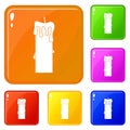 Memorial candle icons set vector color Royalty Free Stock Photo